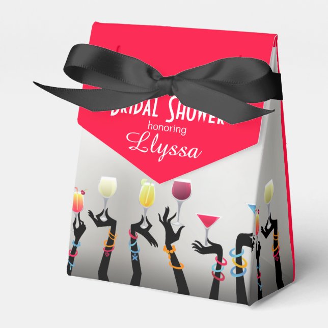 Bridal Shower Cocktail Party Favor Boxes (Front Side)