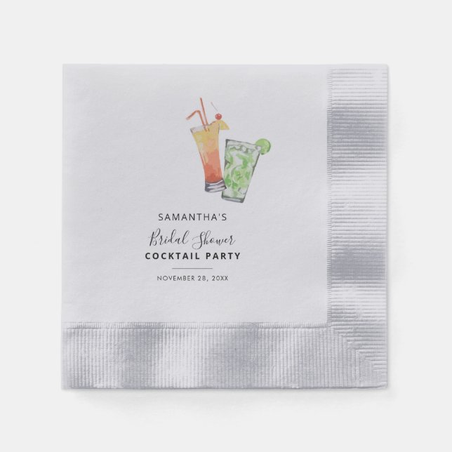 Bridal Shower Cocktail Party Modern Party Paper Napkins (Front)
