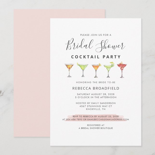 Bridal Shower Cocktail Party Tropical Beach Invitation (Front/Back)