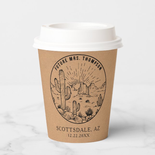 Bridal Shower Coffee Bar Customized Desert Wedding Paper Cups (Back)