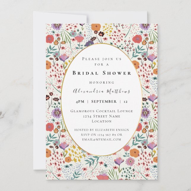 Bridal shower colorful flowers Spring floral Invitation (Front)