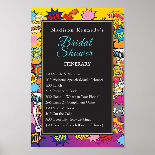 Bridal Shower Comic Pop Art 💥🎉  Speech Bubbles Poster (Front)