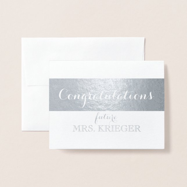 Bridal Shower Congratulations to Future Mrs. Foil Card (Front With Envelope)