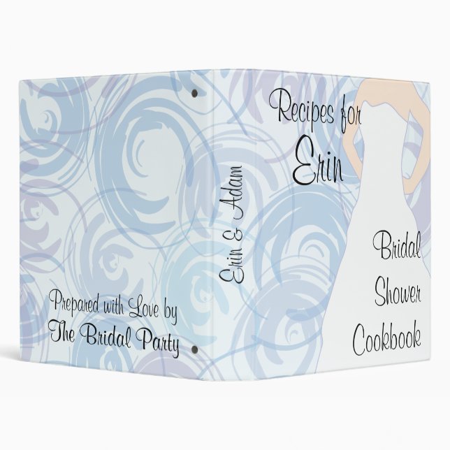 Bridal Shower Cookbook - Flora Blue Binder (Background)
