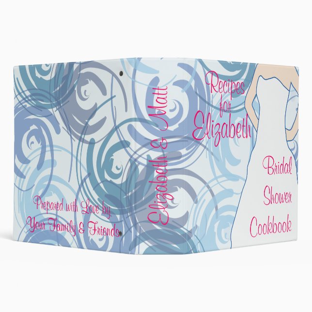 Bridal Shower Cookbook - Flora Blue (darker) Binder (Background)