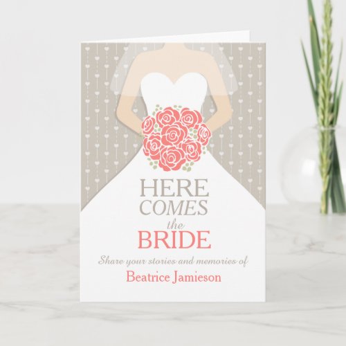 Bridal shower coral memories keepsake card