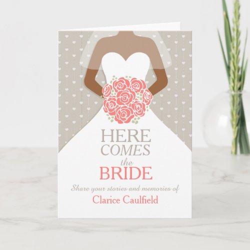 Bridal shower coral memories keepsake card