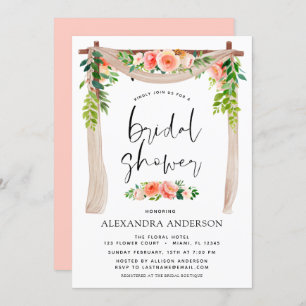 Bridal Shower Coral Peach Floral Invitation
