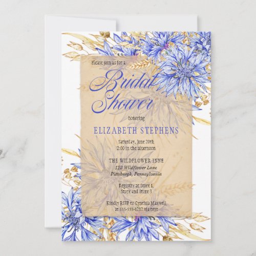 Bridal Shower _ Cornflower Blue Wildflowers Floral Invitation