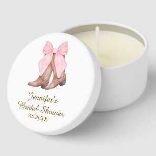 bridal shower cowgirl boots with bow western chic mini candle favors