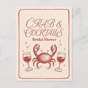 Bridal Shower Crab Cocktails Coastal Party Cute  Postcard