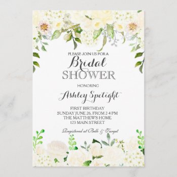 Bridal Shower Cream Beautiful Floral Invitation  Invitation by MakinMemoriesonPaper at Zazzle