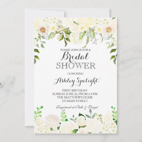 Bridal Shower cream Beautiful Floral Invitation Invitation