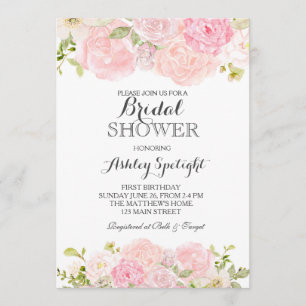 Bridal Shower cream Beautiful Floral Invitation, Invitation