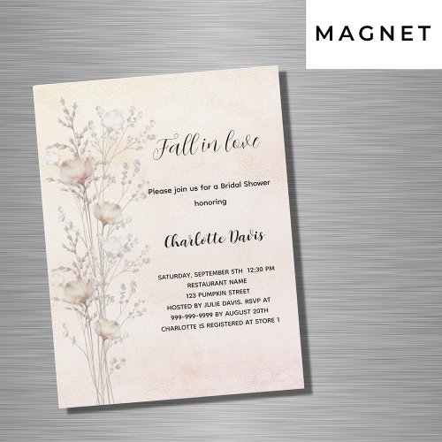 Bridal Shower cream wildflowers fall love luxury Magnetic Invitation