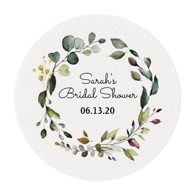 Bridal Shower Cupcake Topper Floral Edible Frostin Frosting Rounds (Front)