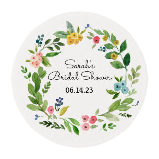Bridal Shower Cupcake Topper Floral Edible Frostin Frosting Rounds