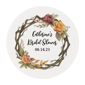 Bridal Shower Cupcake Topper Floral Edible Frostin Frosting Rounds