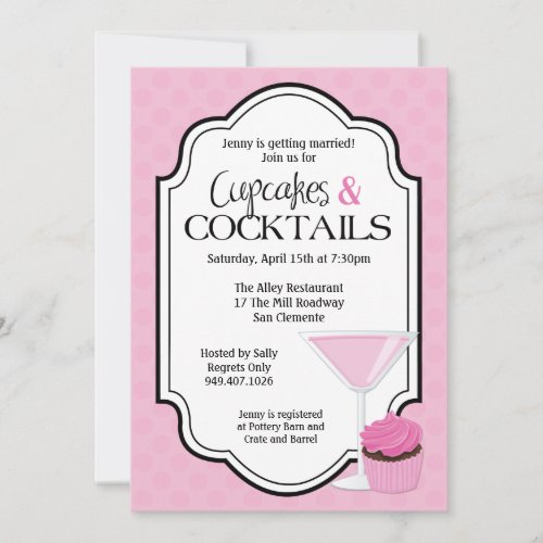 Bridal Shower Cupcakes and Cocktails Personalized Announcement