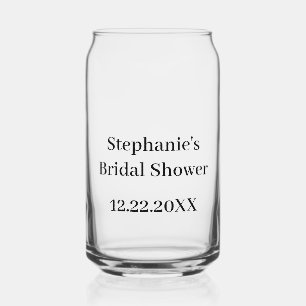 Bridal Shower Custom Name Wedding Gift Party Favor Can Glass