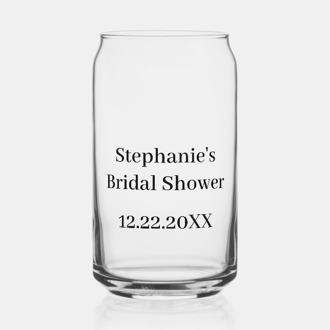 Bridal Shower Custom Name Wedding Gift Party Favor Can Glass (Back)