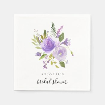 Bridal Shower Custom Napkins Lilac Floral Watercol by autumnandpine at Zazzle