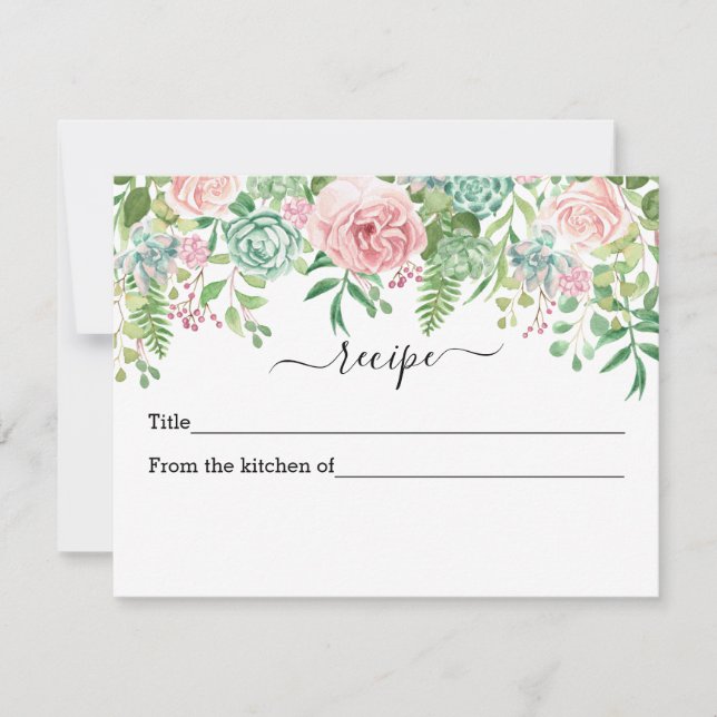 Bridal Shower Cute Floral Fab Recipe Card (Front)