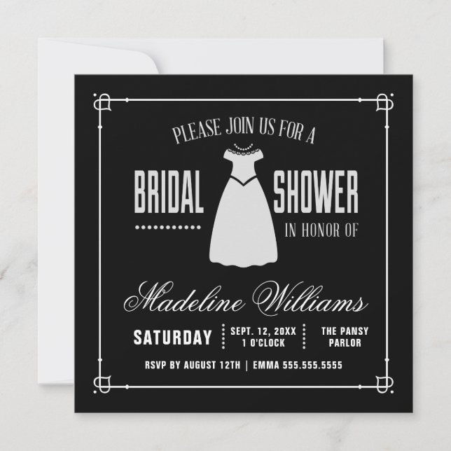 Bridal Shower | Cute Little White Dress Invitation (Front)