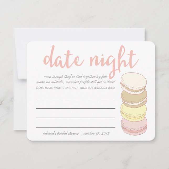 Bridal Shower Date Night Cards | French Macarons (Front)