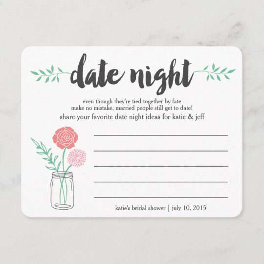 Bridal Shower Date Night Idea Card Mason Jar Zazzle Com
