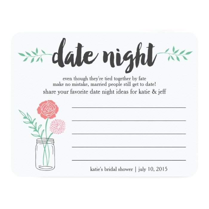 mason jar printable bridal shower invitations Bridal  Idea Zazzle Night Jar  Card Shower Date Mason