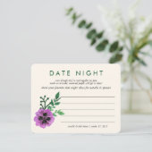 Bridal Shower Date Night Ideas Card | Purple Pansy (Standing Front)