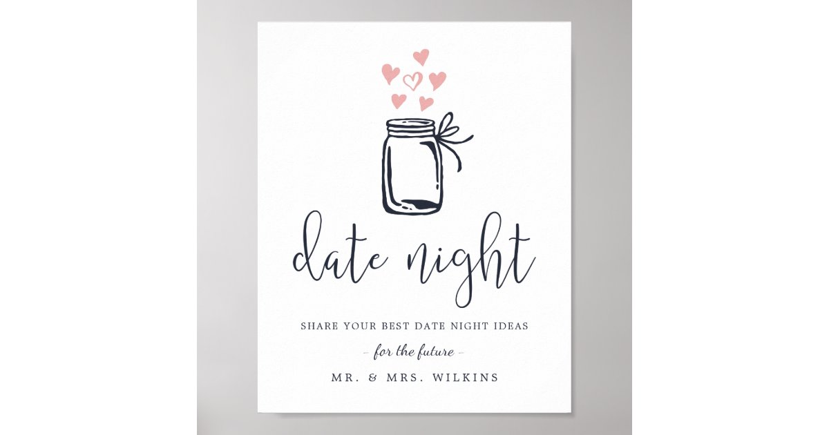 Bridal Shower Date Night Jar Sign Zazzle Com