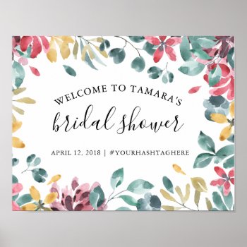 Bridal Shower Decorations Poster Welcome Hashtag by autumnandpine at Zazzle