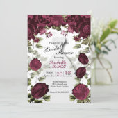 Bridal Shower - Deep Red WIne Botanical Flowers Invitation (Standing Front)