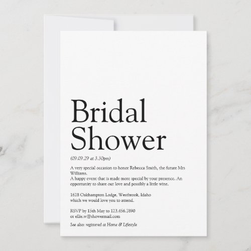 Bridal Shower Definition Black And White Invitation