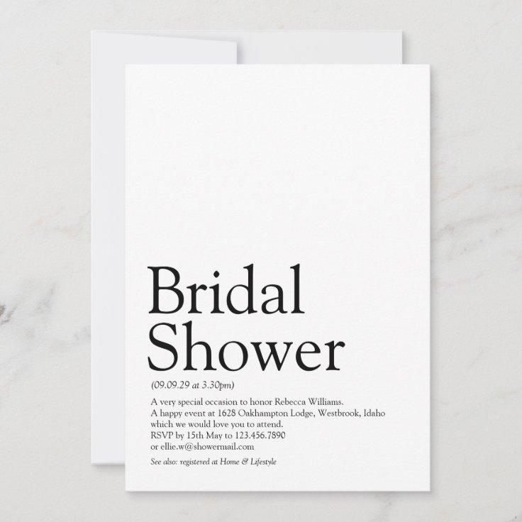 Bridal Shower Definition Invitation Zazzle