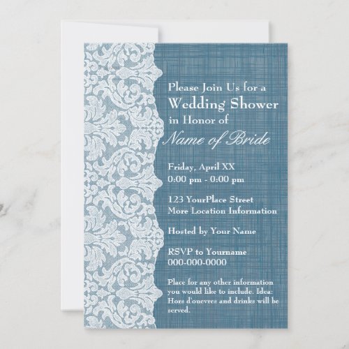 Bridal Shower: Denim and Lace Pattern Custom Announcement