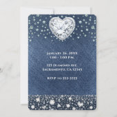 Bridal Shower Denim & Bling Diamonds Heart Invitation (Back)