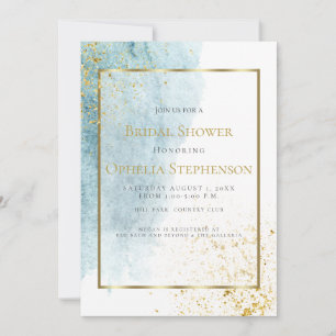 Bridal Shower Denim Blue Watercolor Wash Announcement