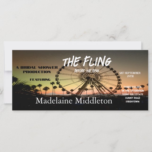 Bridal Shower Desert Sunset Festival Fling (Front)