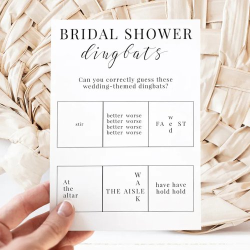 Bridal Shower Dingbats Game Invitation