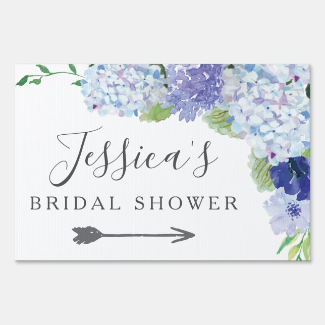 Bridal Shower Directional Yard Sign Hydrangea (Front)