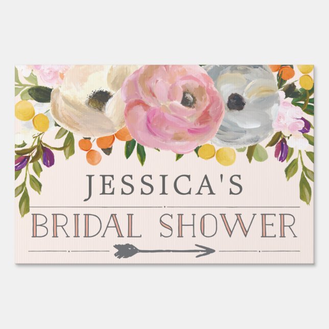 Bridal Shower Directional Yard Sign Sweet Blooms (Front)