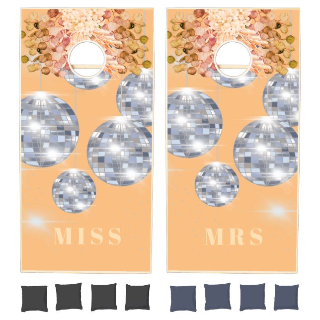 Bridal Shower Disco Silver Orange Lawn Game (Set)