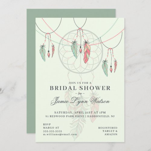 Bridal Shower  Dream Catcher Invitation