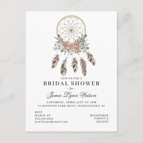 Bridal Shower  Dream Catcher Postcard