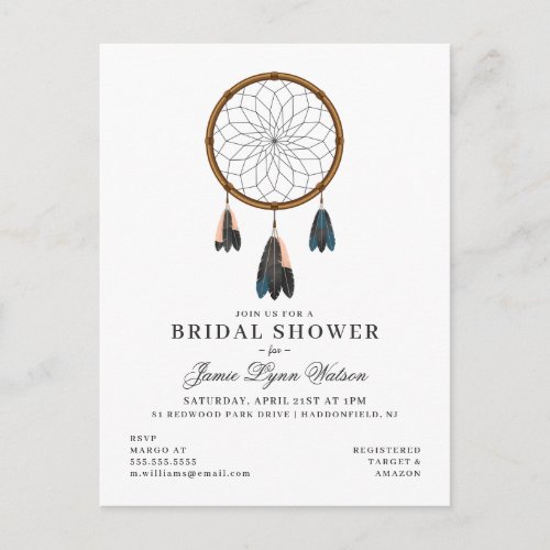Bridal Shower  Dream Catcher Postcard
