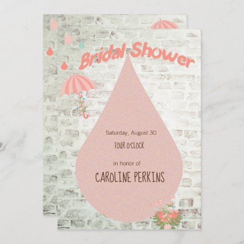 Bridal Shower Drops on Brick Invitation