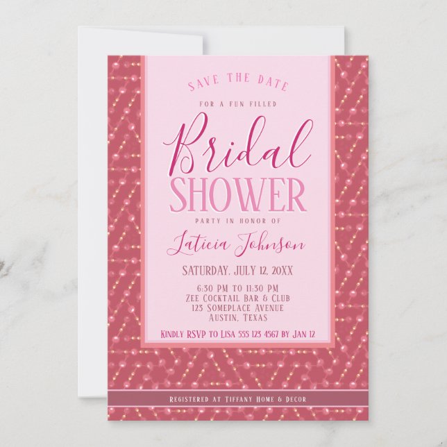 Bridal Shower • Dusky Rose Pink Geometric Pattern Invitation (Front)
